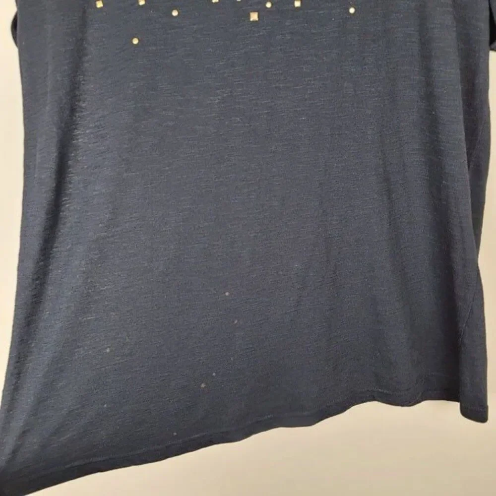 Torrid Size 1X Studded Short Sleeve Top Stretch Black Gold - Picture 4 of 10
